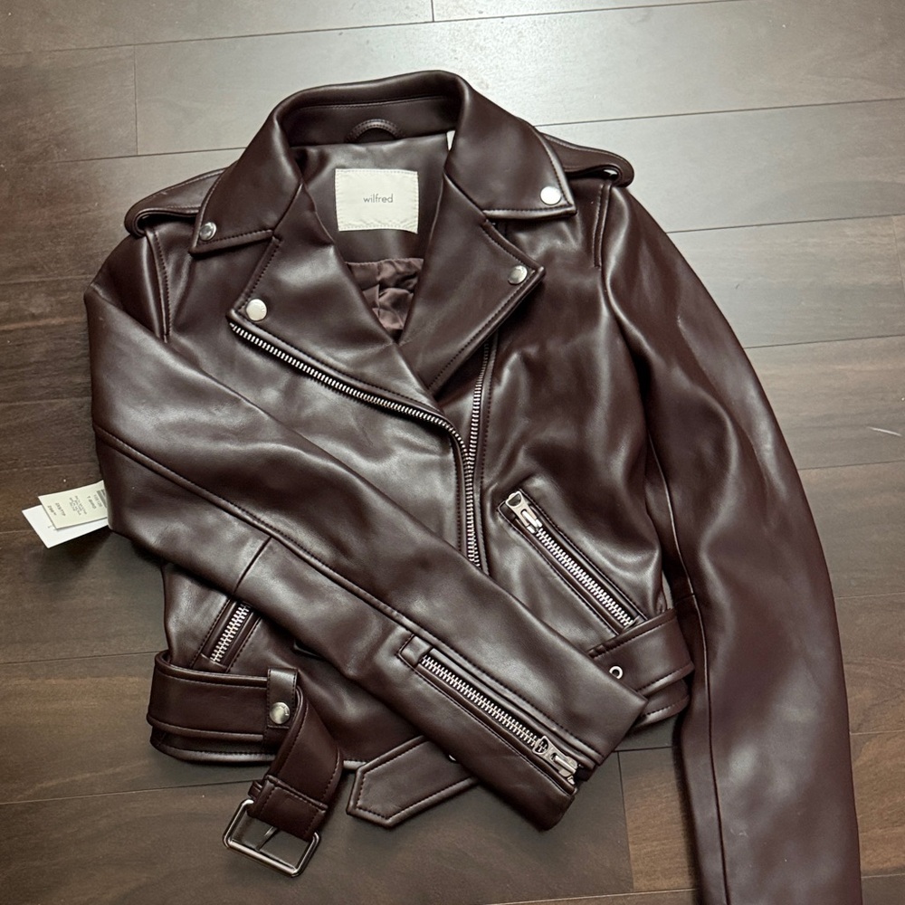 Wilfred Dark Brown Leather Biker Jacket